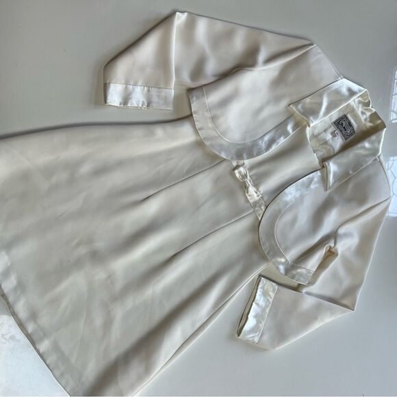 Vintage 1990s y2k Girls Ivory 2 Piece Formal Bow Dress and Jacket Set - Picture 4 of 9